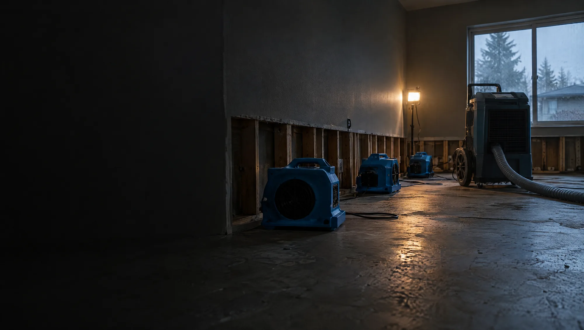Water & Fire Loss Restoration technician responding to a 24/7 emergency call in Tumwater